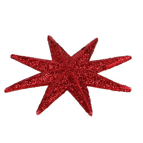 Floristik24 Glitterstern Rot Ø10cm 12 St