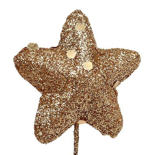 Floristik24 Glitzerstern am Draht Gold 3,5cm 12St