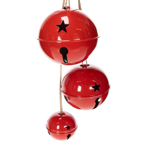 Rote Metallglocken 3er-Set, Ø 14/12/8 cm, mit Juteband für Weihnachtsdekoration bestellen | Floristik24.at