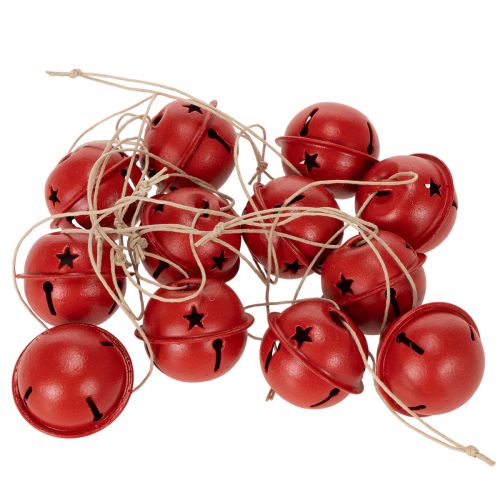 Rote Metallglöckchen mit Sternenmuster 3 cm 9er-Set | Floristik24.at