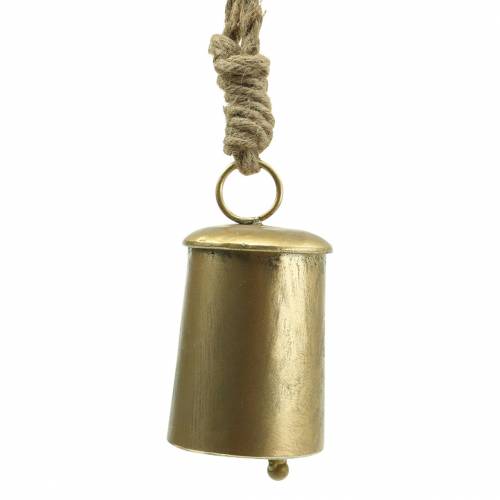 Floristik24 Kuhglocke zum Hängen Messingfarben Metall Ø7cm H12,5cm