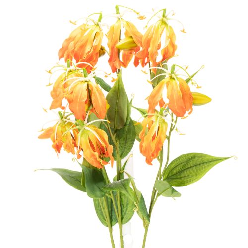 Künstliche Gloriosa Blumen orange mit langen Stielen 80 cm für Vasen 3er-Set