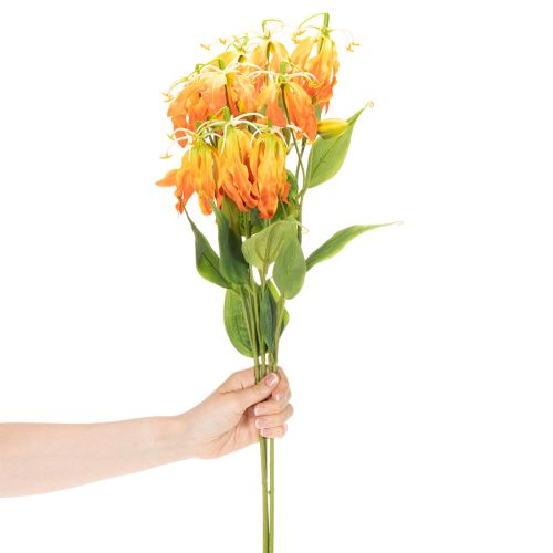 Artikel Künstliche Gloriosa Blumen orange mit langen Stielen 80 cm für Vasen 3er-Set