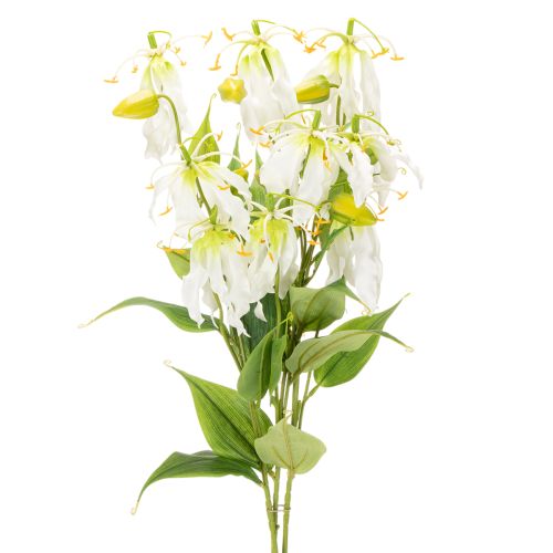 Künstliche Gloriosa Blume Weiß Gelb Blütenzweig 80 cm 3er-Set für Dekoration