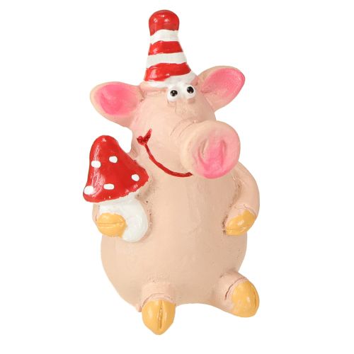 Floristik24 Glücksschwein Deko Schwein mit Glücksbringern 5cm 6St