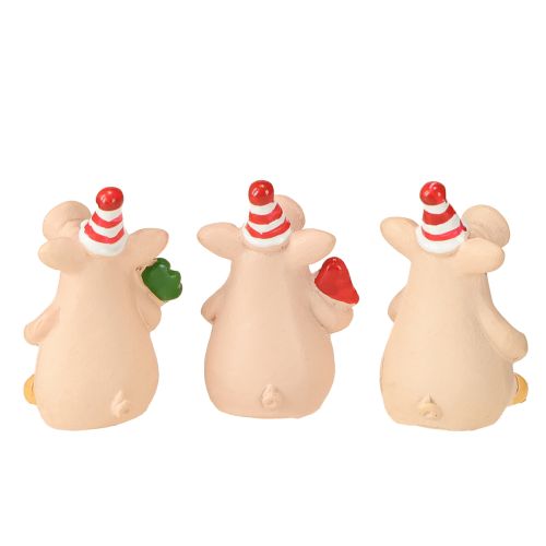 Floristik24 Glücksschwein Deko Schwein mit Glücksbringern 5cm 6St