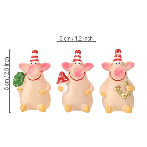 Artikel Glücksschwein Deko Schwein mit Glücksbringern 5cm 6St