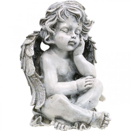 Grabengel Engel Grau Grabfigur Grabdeko 24cm
