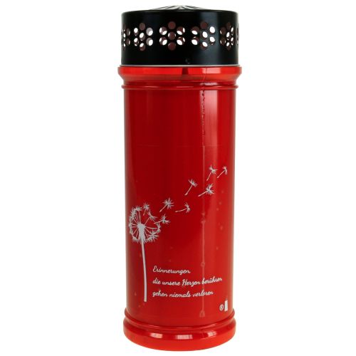 Floristik24 Grabkerze mit Spruch Mit Motiv Rot Ø7,5cm H21cm 110h