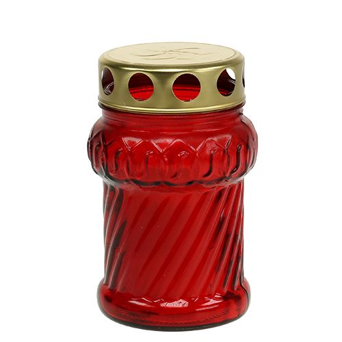 Floristik24 Grablicht Glas Rot Ø7cm H13cm 8St