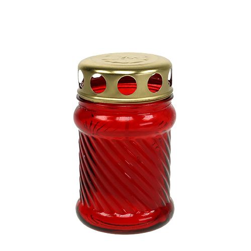 Floristik24 Grabkerzen aus Glas Rot Ø6cm H11cm 12St