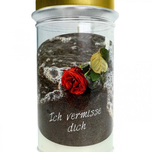Floristik24 Grablicht mit Motiv, Trauerlicht, Gedenkkerze Ø8cm H16,5cm 6St