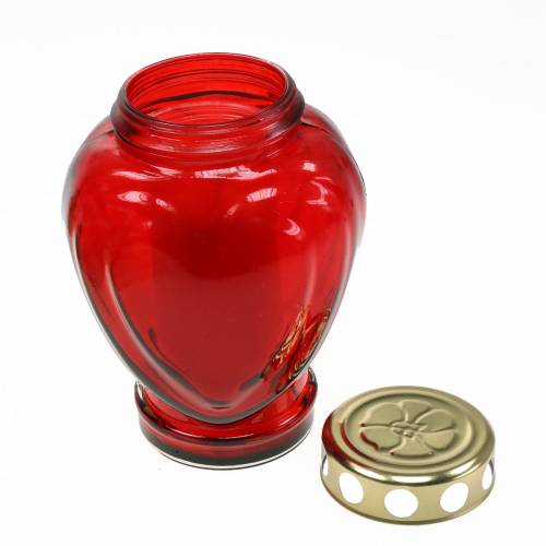 Artikel Grablicht Herz Rot 11,5cm x 8,5cm H17,5cm 4 St