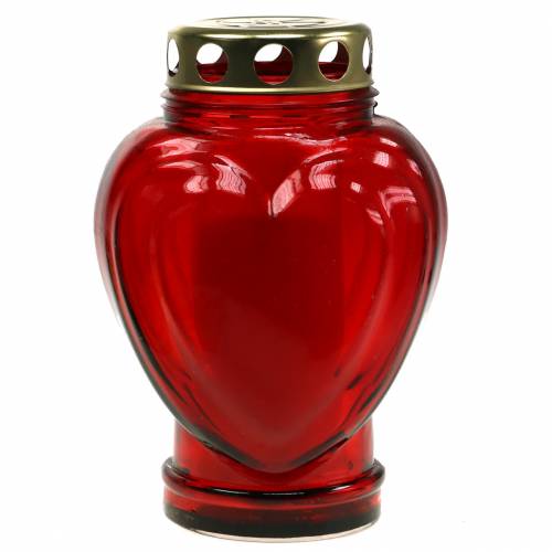 Artikel Grablicht Herz Rot 11,5cm x 8,5cm H17,5cm 4 St