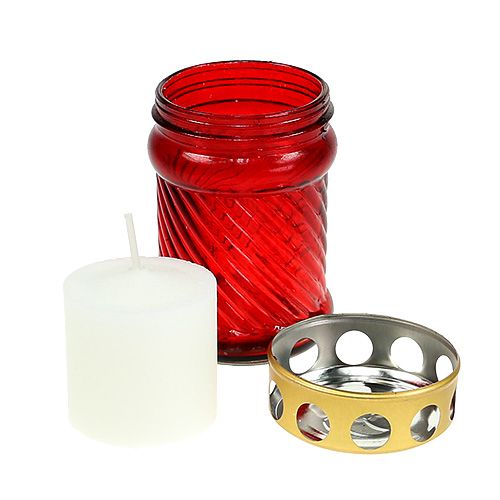 Artikel Grablicht Glas Rot Ø6cm H10,5cm 1Stück