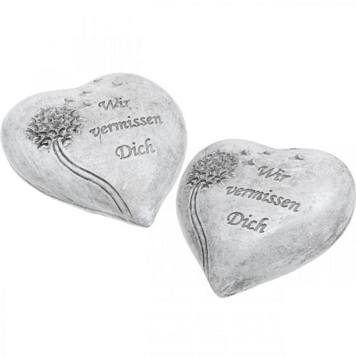 Floristik24 Grabschmuck Herz mit Spruch „Wir vermissen Dich“ 9cm 4 St