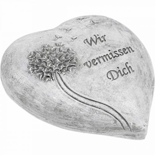 Grabschmuck Herz mit Spruch „Wir vermissen Dich“ 12cm 4St