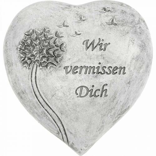 Artikel Grabschmuck Herz mit Spruch „Wir vermissen Dich“ 12cm 4St