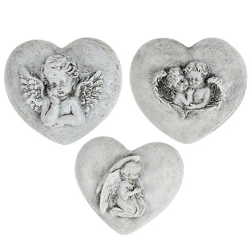 Floristik24 Grabschmuck Herzen mit Engel 9cm 3 St
