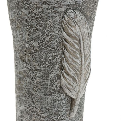 Floristik24 Grabvase mit Feder Grau 25,5cm 2St