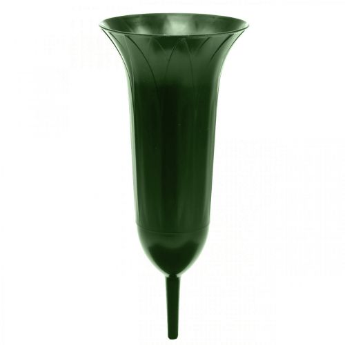 Floristik24 Grabvase 42cm Dunkelgrün Vase Grabschmuck Trauerfloristik 5St