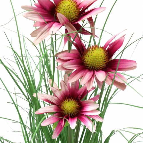 Artikel Gras mit Echinacea künstlich im Topf Pink 44cm