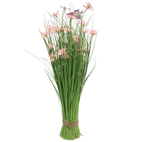 Floristik24 Grasbund mit Blüten und Schmetterlingen Rosa 70cm