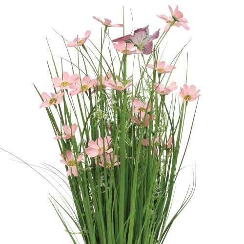 Floristik24 Grasbund mit Blüten und Schmetterlingen Rosa 70cm