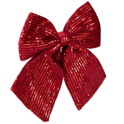 Große Schleife Samt mit Pailletten Dunkelrot 20×22cm 2St