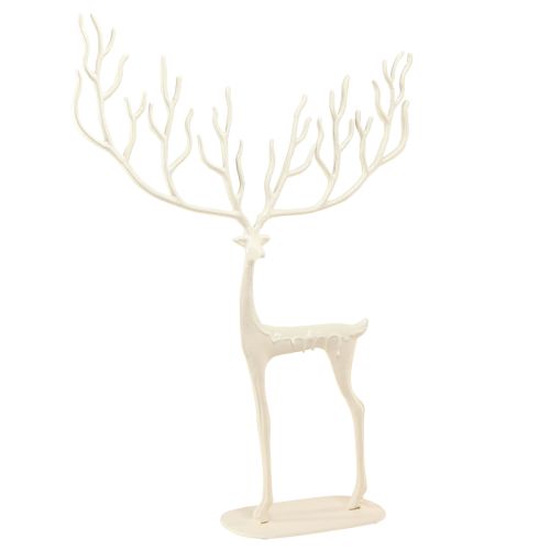 Großes Rentier Deko Metall Weihnachtsdeko Weiß H58cm