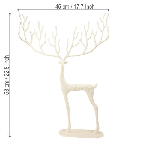 Artikel Großes Rentier Deko Metall Weihnachtsdeko Weiß H58cm