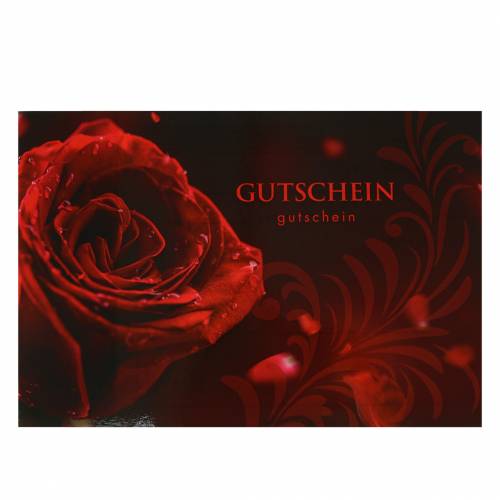 Gutschein Rose mit Umschlag 5St