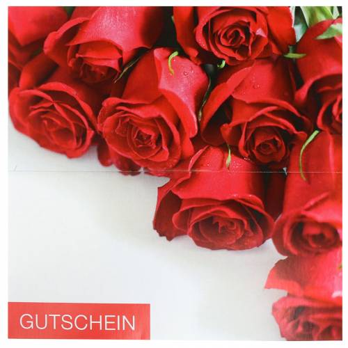 Gutscheinkarte rote Rosen + Umschlag 1St