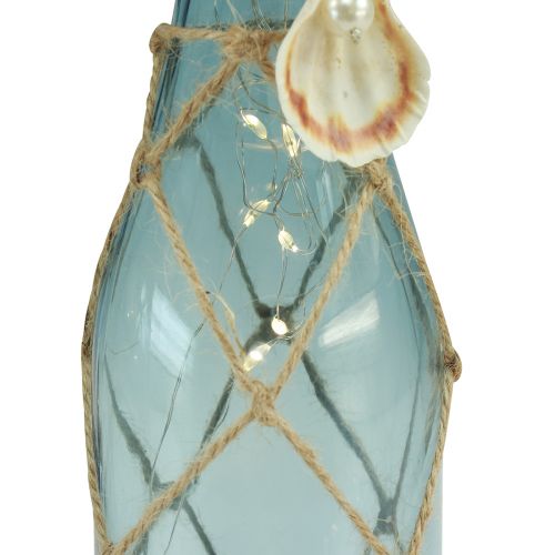 Floristik24 Glasflasche Hellblau Mikro LED Lichterkette maritim H28cm 2St