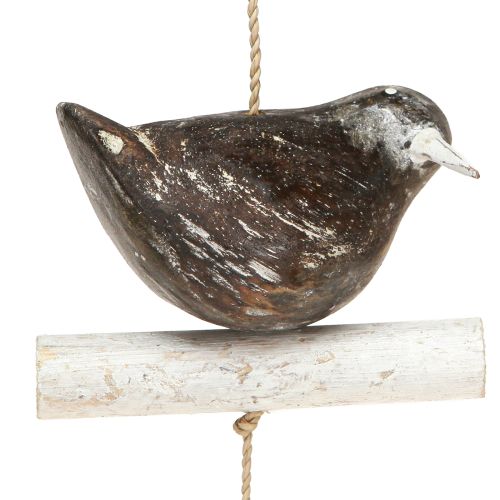 Hängedeko Sommer Holz Vogel Deko Braun Natur Weiß 118cm