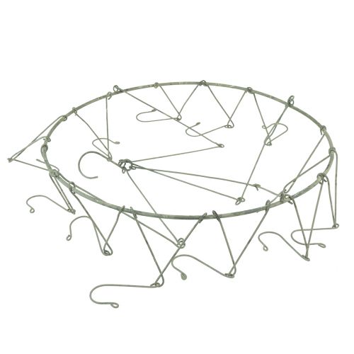 Floristik24 Hängedeko Metall Deko Ring mit 12 Haken Grau Ø38cm H14cm