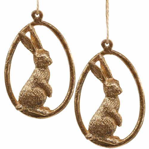 Floristik24 Hängedeko Ostern Anhänger Osterhase Deko Ei Gold 9cm 6St