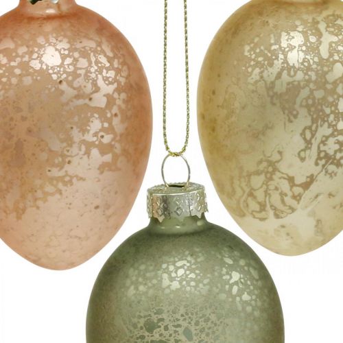 Floristik24 Osterei zum Aufhängen Golden, Rosa, Grün Kunststoff 6,5cm 6St