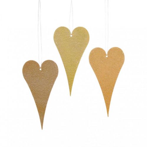 Hängedeko Fenster Metallherzen, Deko Herzen zum Aufhängen Beige/Gelb/Orange H10cm 6St