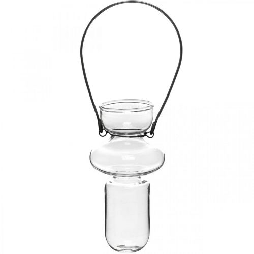 Artikel Mini Glasvasen Hängende Vase Metallbügel Glasdeko H10,5cm 4St