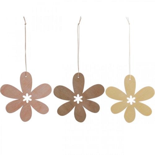 Floristik24 Deko Blume Holzanhänger Holzblume Lila/Rosa/Gelb Ø12cm 12St