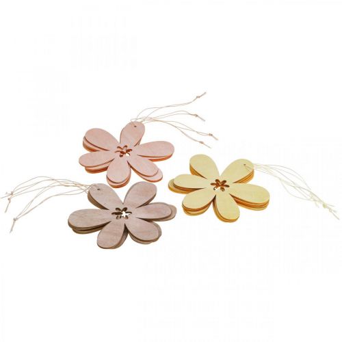 Floristik24 Deko Blume Holzanhänger Holzblume Lila/Rosa/Gelb Ø12cm 12St