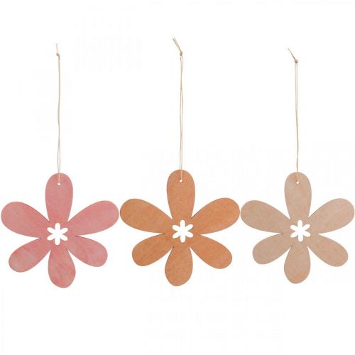 Floristik24 Deko Blume Holzanhänger Holzblume Orange/Rosa/Gelb 12St