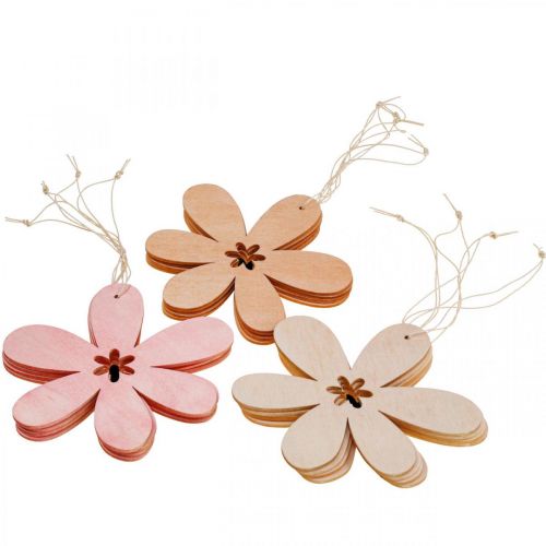Floristik24 Deko Blume Holzanhänger Holzblume Orange/Rosa/Gelb 12St
