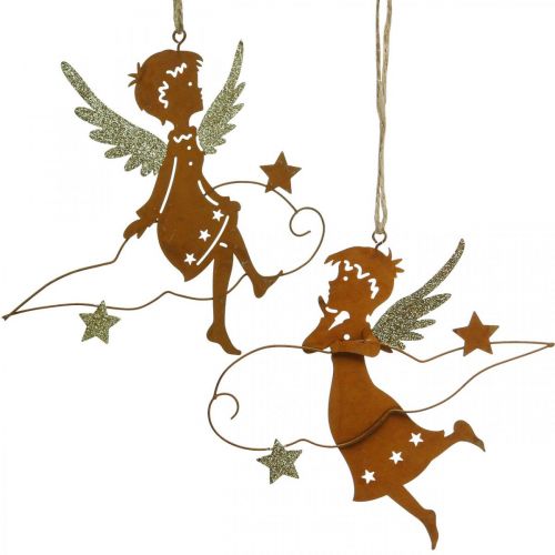 Floristik24 Dekohänger Weihnachten Engel Deko Metall Rost 15cm 6 St