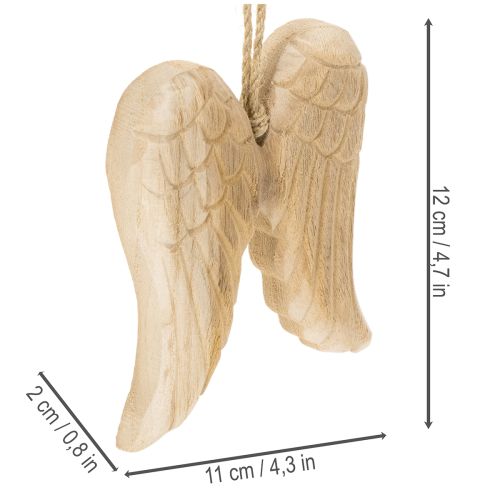 Holzanhänger Engelsflügel 12cm natur mit Kordel | Floristik24.at