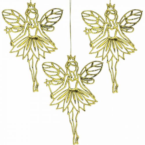 Floristik24 Christbaumschmuck Elfe Feen Anhänger Golden H15cm 16St