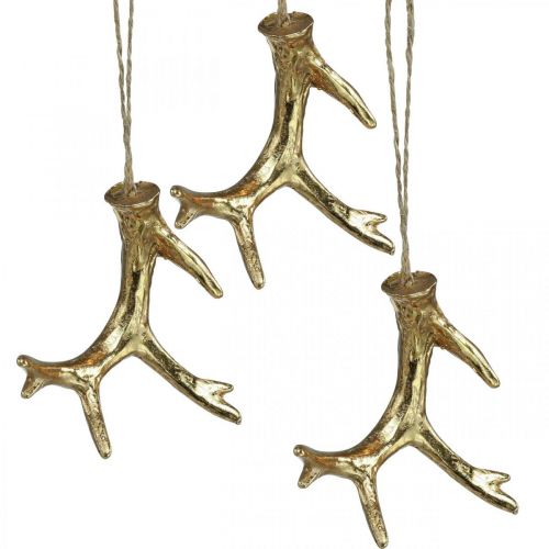 Floristik24 Weihnachtsanhänger Deko Geweih Baumschmuck Gold 7,5cm 6St