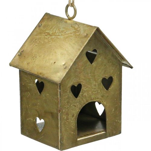 Artikel Weihnachtsanhänger Metall Haus Vintage Gold H9,5cm 3St