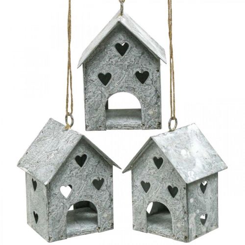 Floristik24 Weihnachtsanhänger Metall Haus Shabby Chic H9,5cm 3St